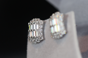 Baguette Ear Studs | Womens Diamond Ear Studs | Womens Baguette Cut Diamond Ear Studs