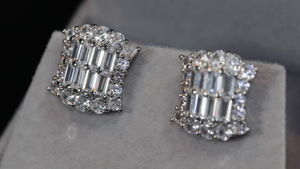 Baguette Ear Studs | Womens Diamond Ear Studs | Womens Baguette Cut Diamond Ear Studs