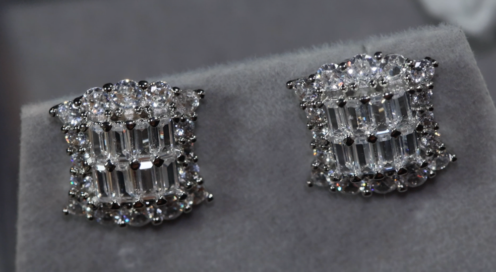 Baguette Ear Studs | Womens Diamond Ear Studs | Womens Baguette Cut Diamond Ear Studs