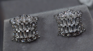 Baguette Ear Studs | Womens Diamond Ear Studs | Womens Baguette Cut Diamond Ear Studs