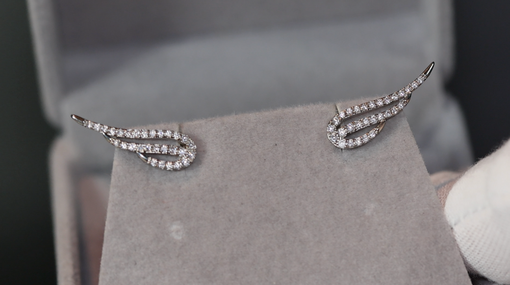 Diamond Wing Earrings | Wing Earrings | Feather Earrings | Womens Earrings | Womens Diamond Earrings | Angel Earrings | Cuff Earrings