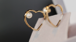 Pearl Earrings | Gold Pearl Earrings | Gold Heart Earrings