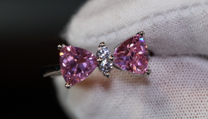 Pink Diamond Ring | Pink Diamond Ribbon Ring | Bow Ring