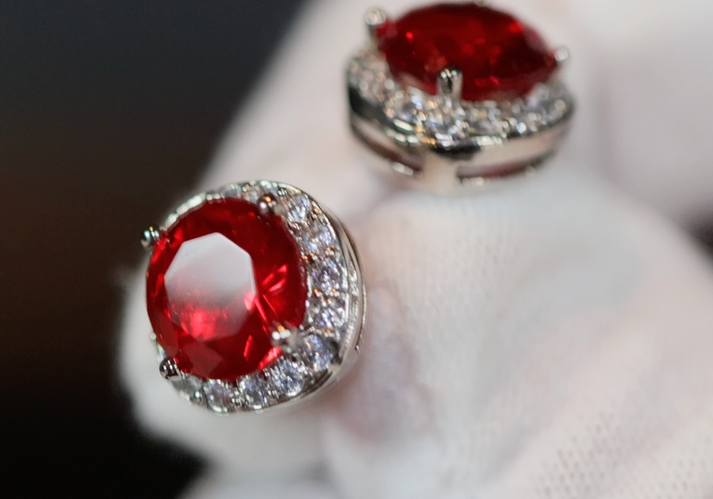 Red Diamond Ear Studs