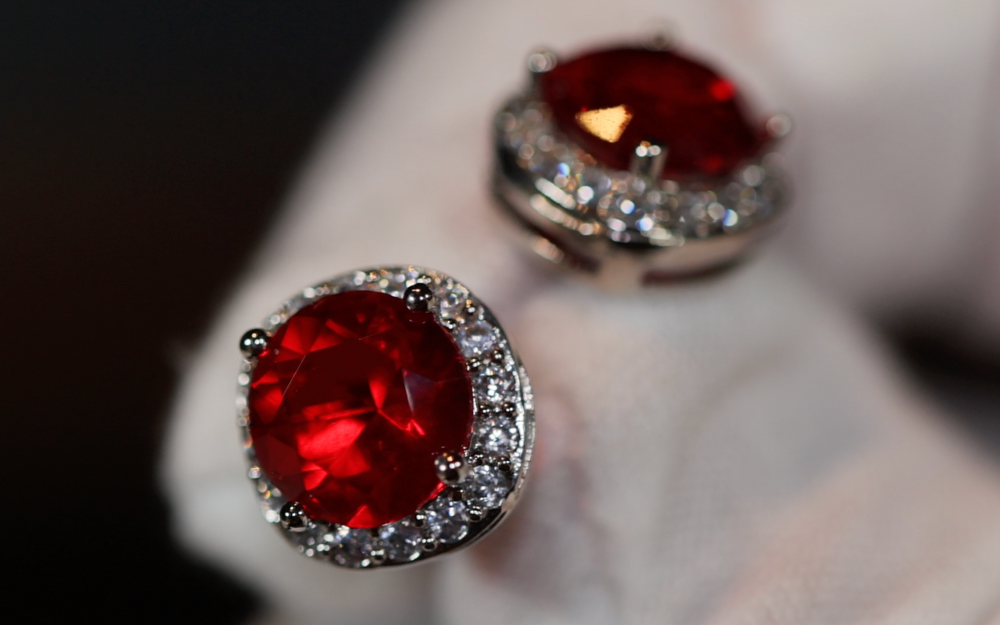 Red Diamond Ear Studs