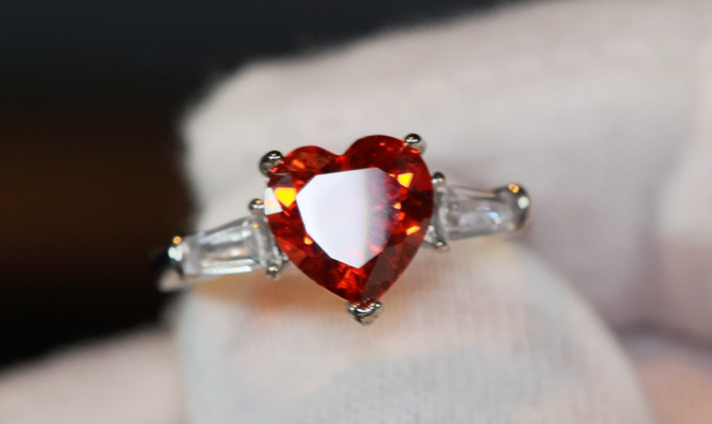 Red Diamond Heart Ring