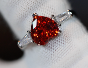 Heart Ring | Red Diamond Heart Ring | Heart Shape Ring | Diamond Heart Ring