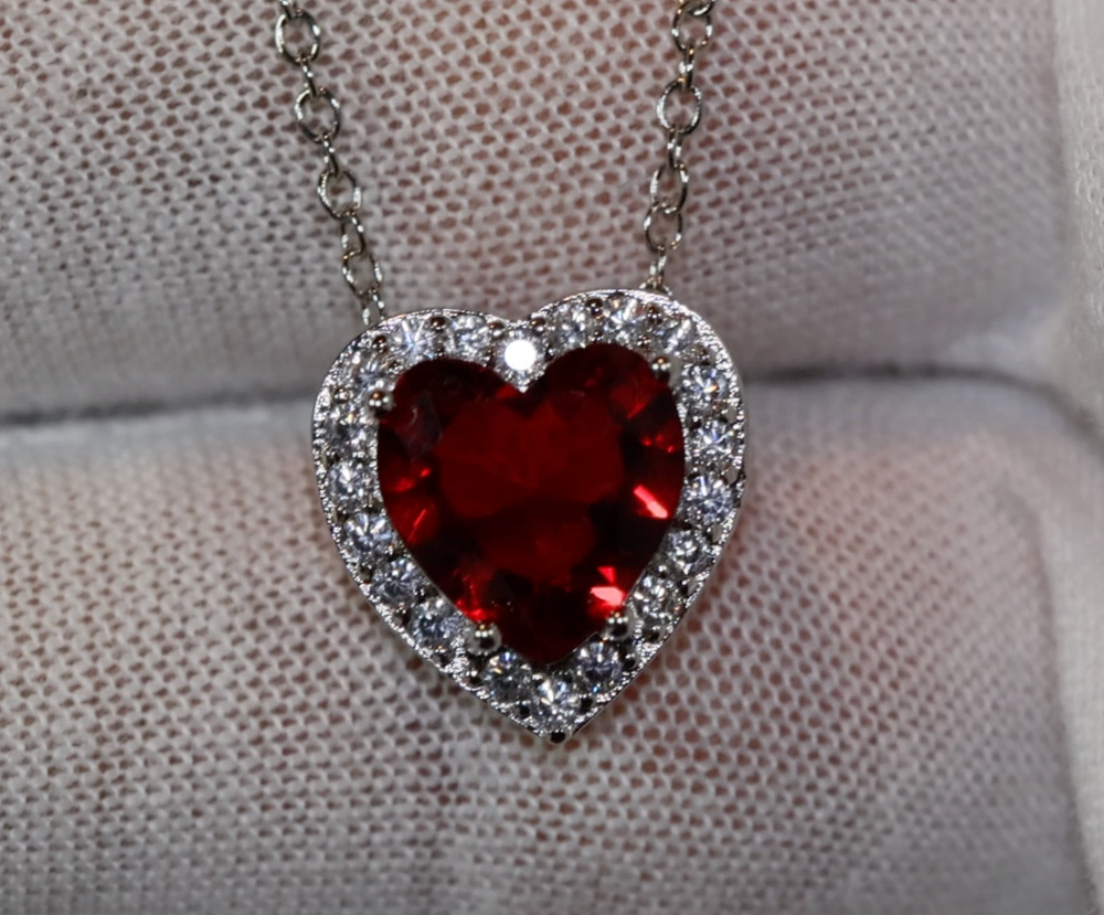 Red Diamond Heart Necklace | Red Diamond Pendant