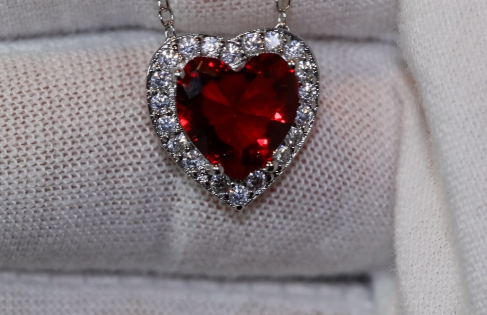 Red Diamond Heart Necklace | Red Diamond Pendant