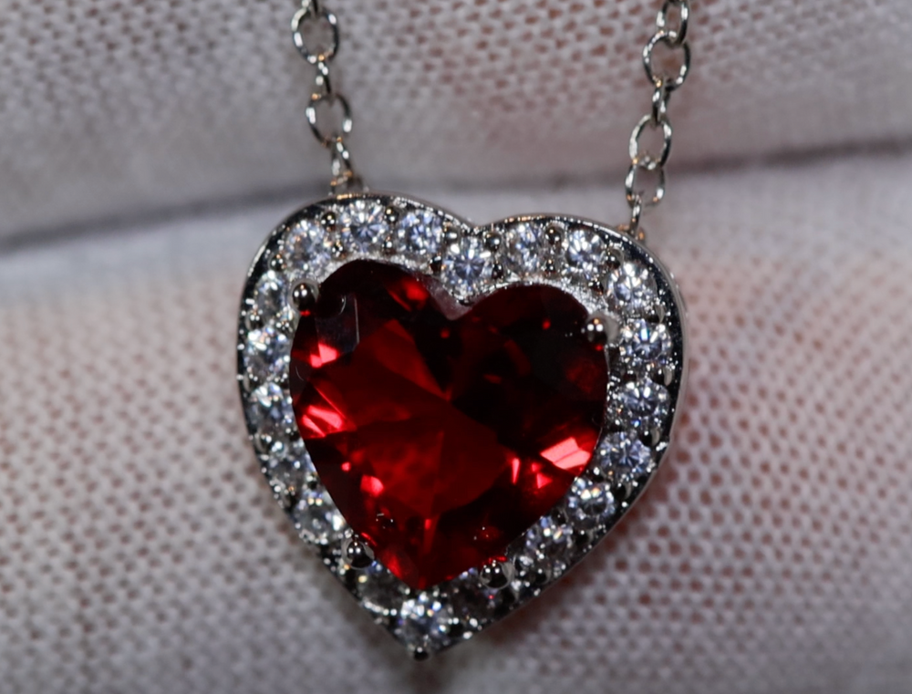 Red Diamond Heart Necklace | Red Diamond Pendant