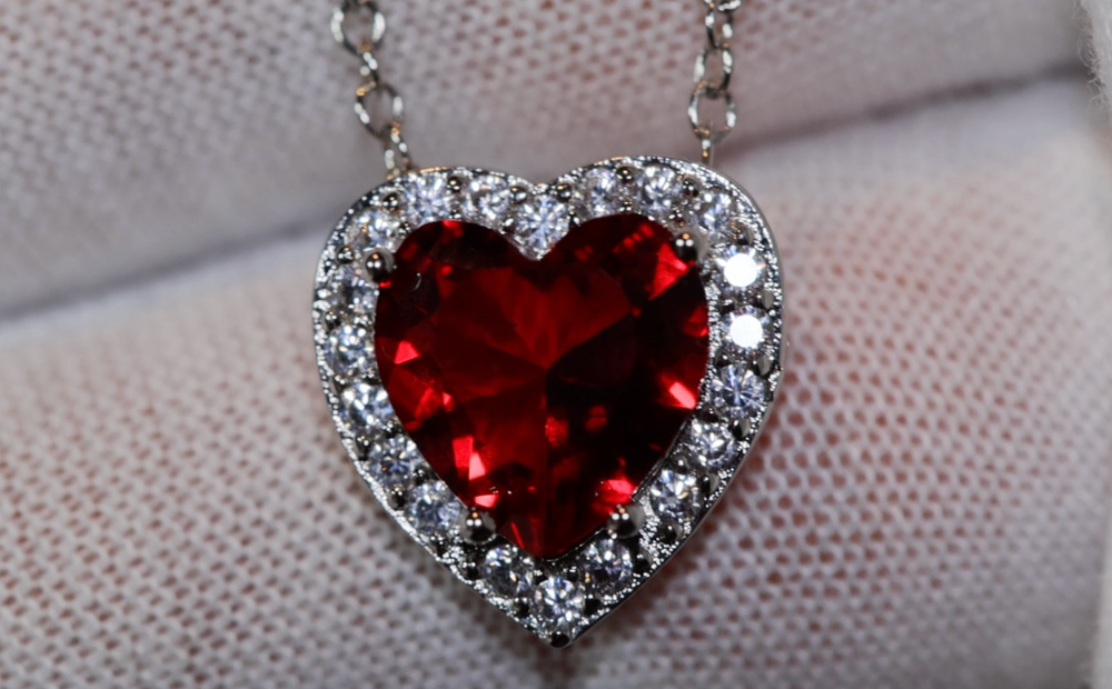 Red Diamond Heart Necklace | Red Diamond Pendant