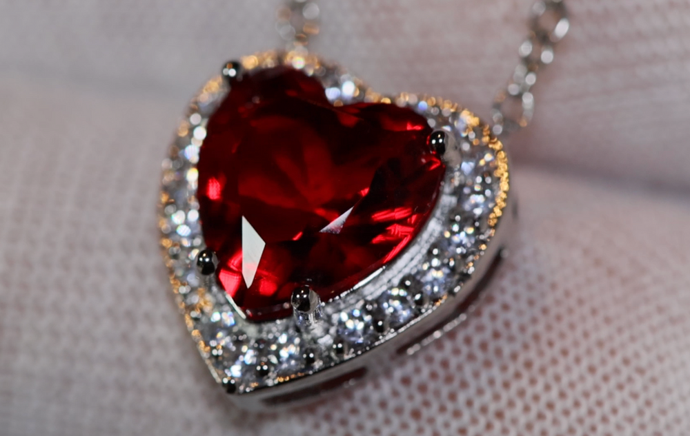 Red Diamond Heart Necklace | Red Diamond Pendant
