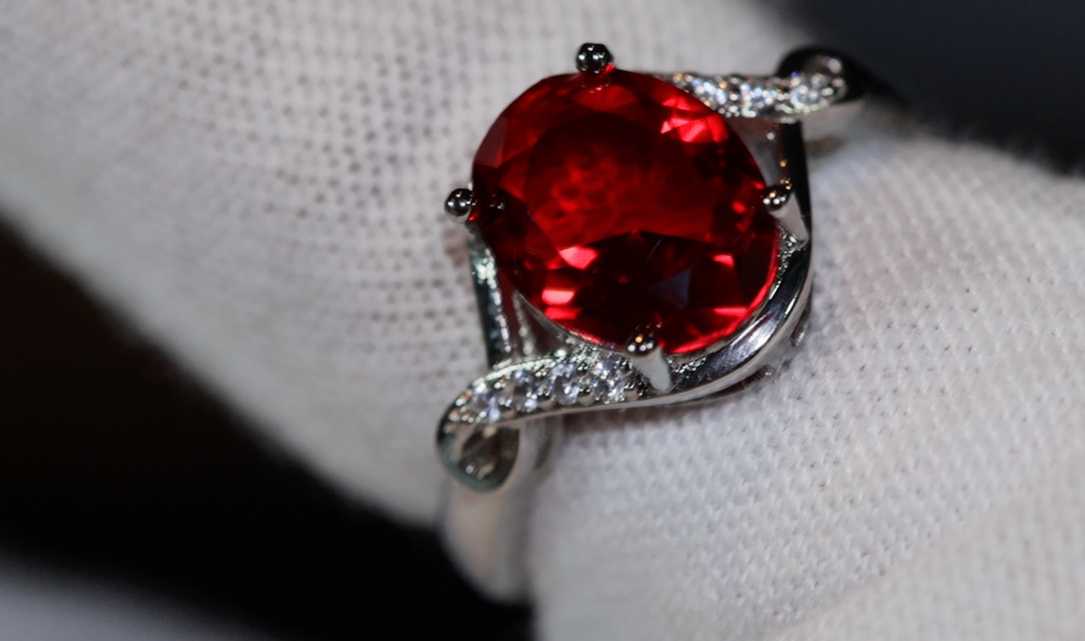 Ruby Ring | Red Diamond Ring | Oval Engagement Ring | Red Diamond Engagement Ring