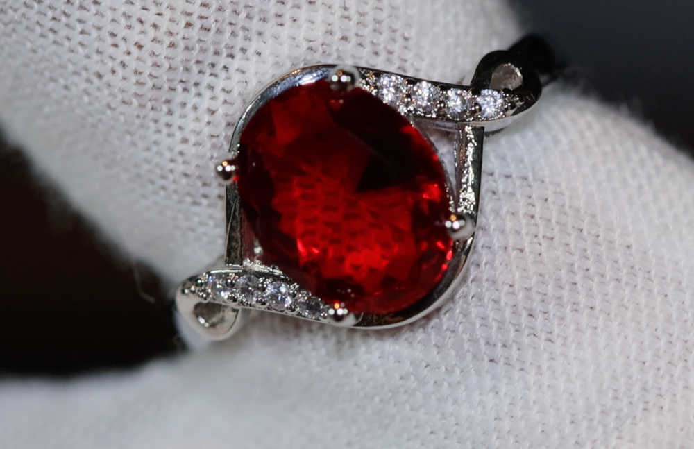 Ruby Ring | Red Diamond Ring | Oval Engagement Ring | Red Diamond Engagement Ring