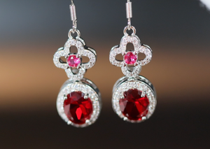 Red Gemstone Earrings | Womens Ruby Earrings | Red Diamond Earrings