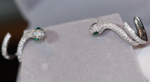 Diamond Snake Earrings | Cuff Earrings | Womens Snake Earrings | Snake Earrings | Silver Snake Earrings | Big Earrings | Snake Earrings Cuff