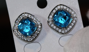 Blue Diamond Earrings | Womens Diamond Ear Studs | Ear Studs