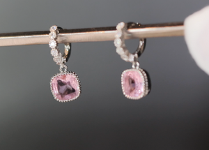 Pink Diamond Hoop Earrings | Earrings for Bride | Pink Diamond Earrings