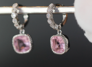 Pink Diamond Hoop Earrings | Earrings for Bride | Pink Diamond Earrings