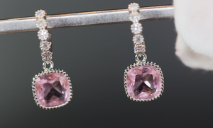 Pink Diamond Hoop Earrings | Earrings for Bride | Pink Diamond Earrings