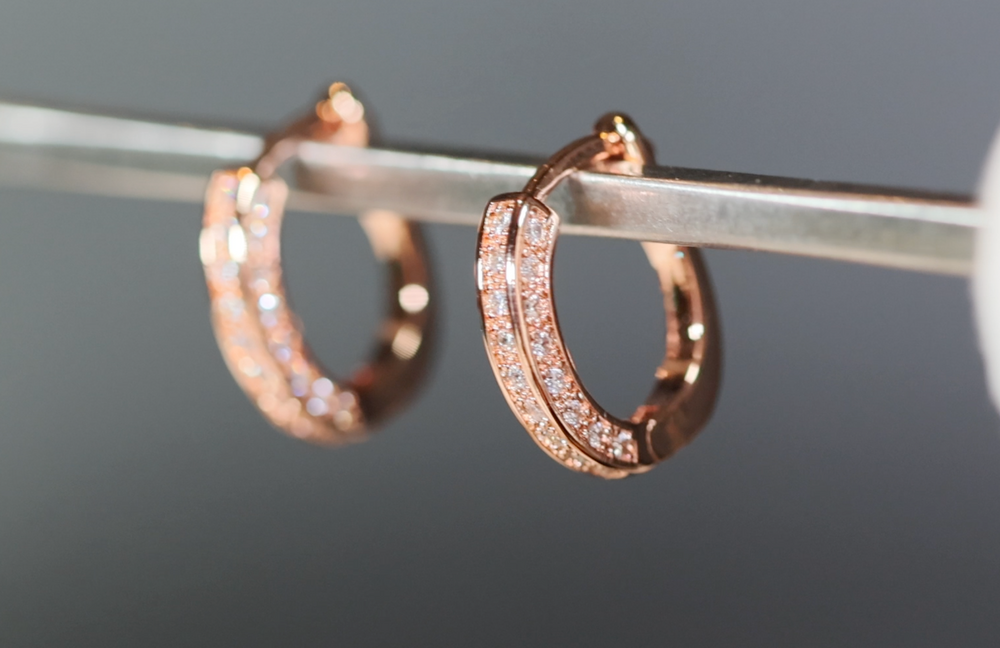 Hoop Earrings | Womens Diamond Hoop Earrings | Rose Gold Hoop Earrings