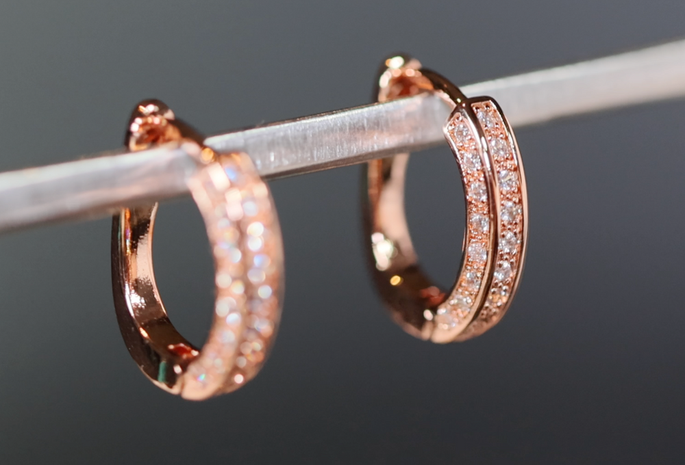 Hoop Earrings | Womens Diamond Hoop Earrings | Rose Gold Hoop Earrings