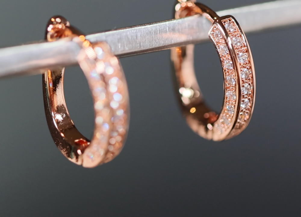 Hoop Earrings | Womens Diamond Hoop Earrings | Rose Gold Hoop Earrings