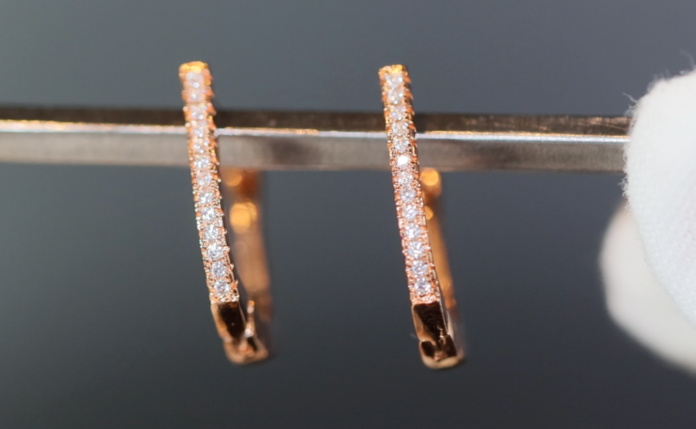 Rose Gold Diamond Hoop Earrings