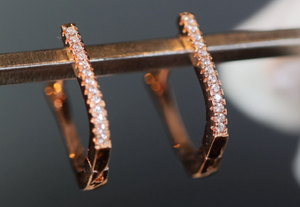 Rose Gold Diamond Hoop Earrings