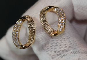 Womens Gold Diamond Ear Studs | Gold Diamond Hoop Earrings