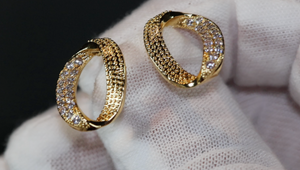 Womens Gold Diamond Ear Studs | Gold Diamond Hoop Earrings