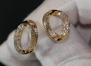 Womens Gold Diamond Ear Studs | Gold Diamond Hoop Earrings
