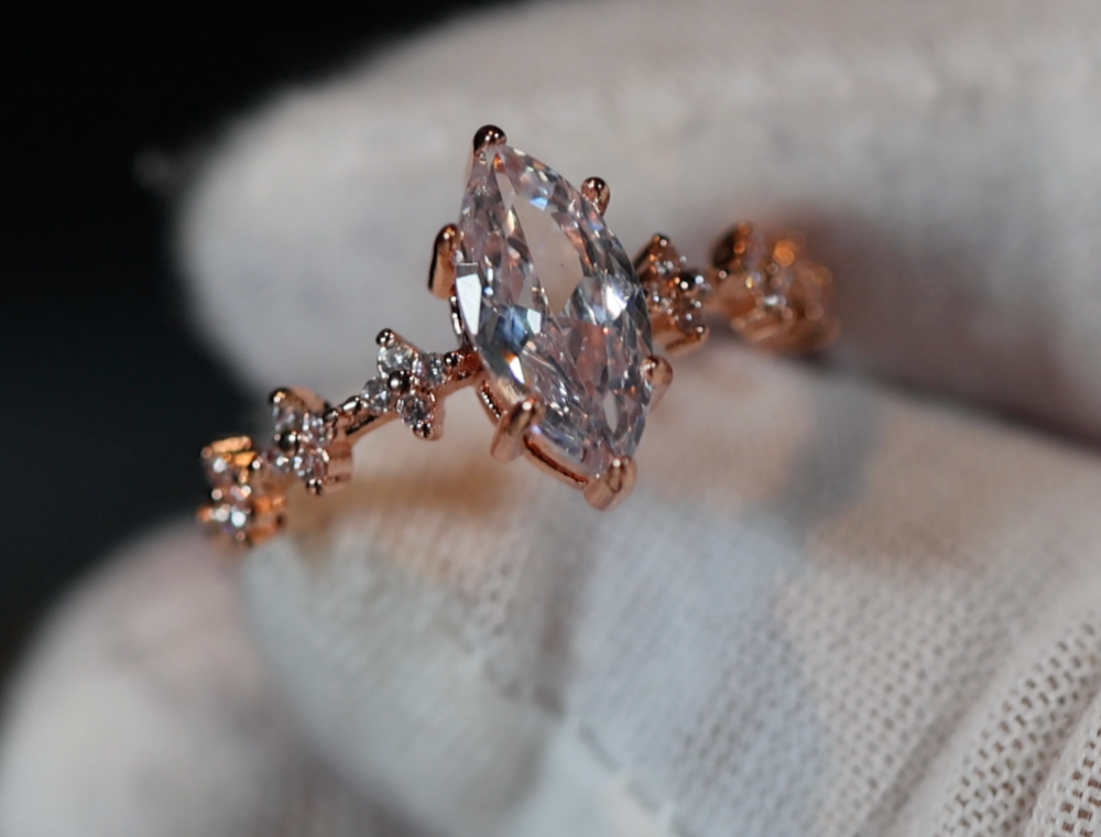 Marquise Diamond Ring | Marquise Engagement Ring | Rose Gold Marquise Engagement Ring