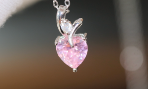 Pink Diamond Heart Necklace | Heart Necklace with Diamonds | Diamond Heart Pendant