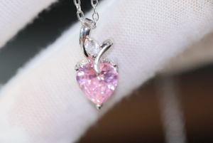 Pink Diamond Heart Necklace | Heart Necklace with Diamonds | Diamond Heart Pendant