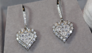 Womens Heart Diamond Earrings | Womens Diamond Heart Earrings