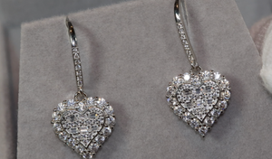 Womens Heart Diamond Earrings | Womens Diamond Heart Earrings