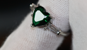 Green Diamond Heart Ring | Womens Green Diamond Ring