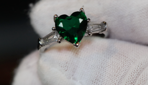 Green Diamond Heart Ring | Womens Green Diamond Ring