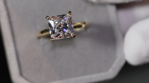 Gold Engagement Ring | Princess Cut Diamond Engagement Ring | Solitaire Engagement Ring