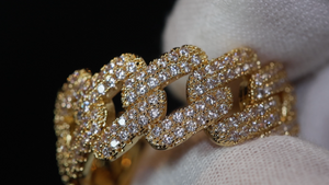 Gold Iced Out Cuban link Ring | Eternity Ring | Mens Iced Out Ring | Cuban Link Ring