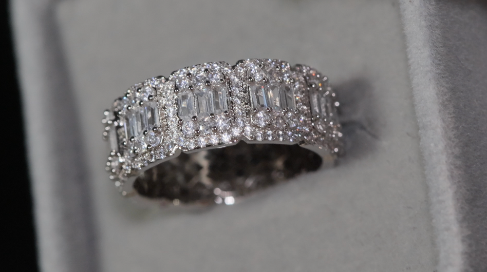 Baguette Diamond Eternity Ring | Silver Baguette Diamond Eternity Ring