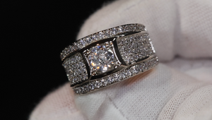 Mens Diamond Promise Ring | Mens Iced Ring | Mens Silver Diamond Wedding Ring