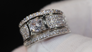 Mens Diamond Promise Ring | Mens Iced Ring | Mens Silver Diamond Wedding Ring