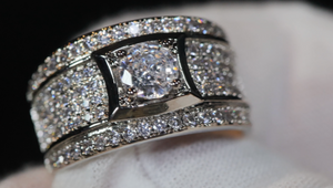 Mens Diamond Promise Ring | Mens Iced Ring | Mens Silver Diamond Wedding Ring