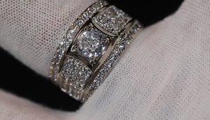 Mens Diamond Promise Ring | Mens Iced Ring | Mens Silver Diamond Wedding Ring