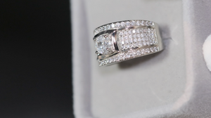 Mens Diamond Promise Ring | Mens Iced Ring | Mens Silver Diamond Wedding Ring