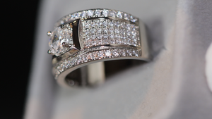 Mens Diamond Promise Ring | Mens Iced Ring | Mens Silver Diamond Wedding Ring