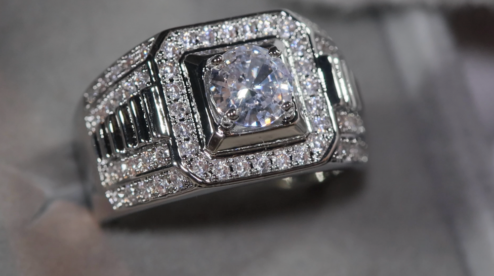 Mens Iced Out Ring | Presidential Ring | Mens Hip Hop Diamond Ring