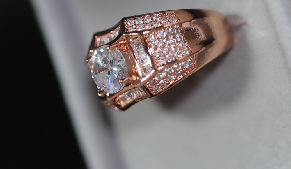 Mens Rose Gold Ring | Womens Rose Gold Ring | Diamond Rose Gold Ring | Iced Out Ring | Mens Iced Out Rings | Mens Wedding Ring Rose Gold